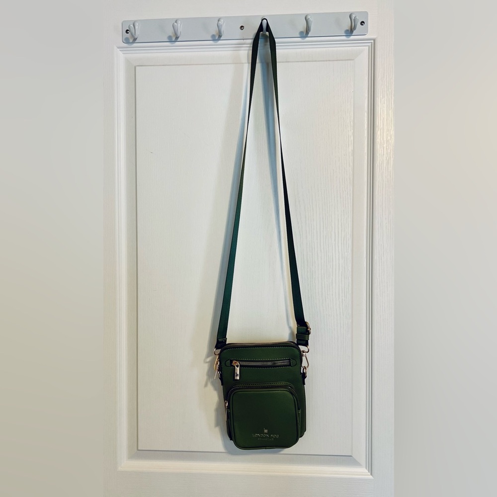 London Fog Olive Green Crossbody Bag with Gold Metallic Details - Picture 2 of 8